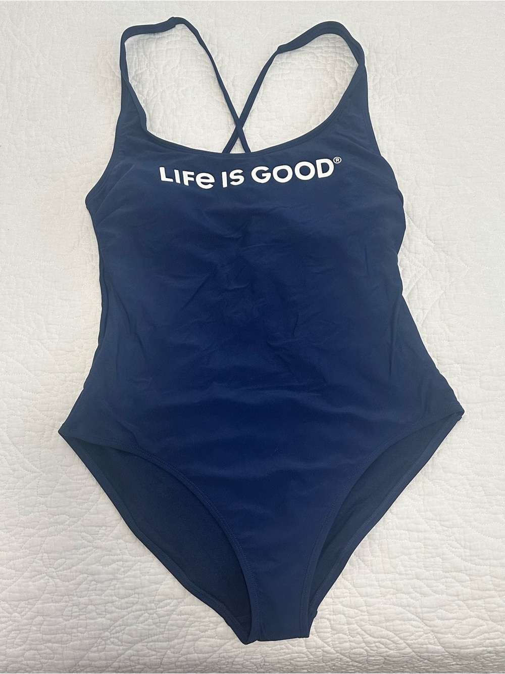 Life Is Good Navy Blue Logo One-Piece Swimsuit